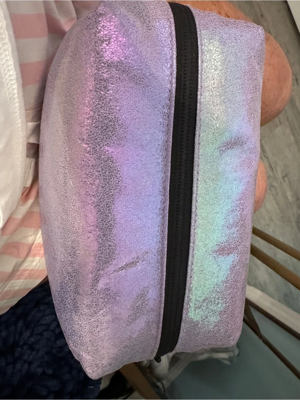 Puma Iridescent Pink Silver Bag with Black Logo makeup new